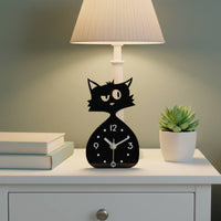 Cat-Shaped Clock Compact Size Cat Desk Clock Cute Home Decor for Desktop