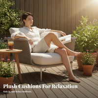 Rattan design 4-Piece Woven Sofa Group Weather-Resistant Outdoor Furniture Includes paddings Patio Seating Modern Design for Guesthouse managers, Hotel Owners, Garden, Balcony, rearyard, waterfront