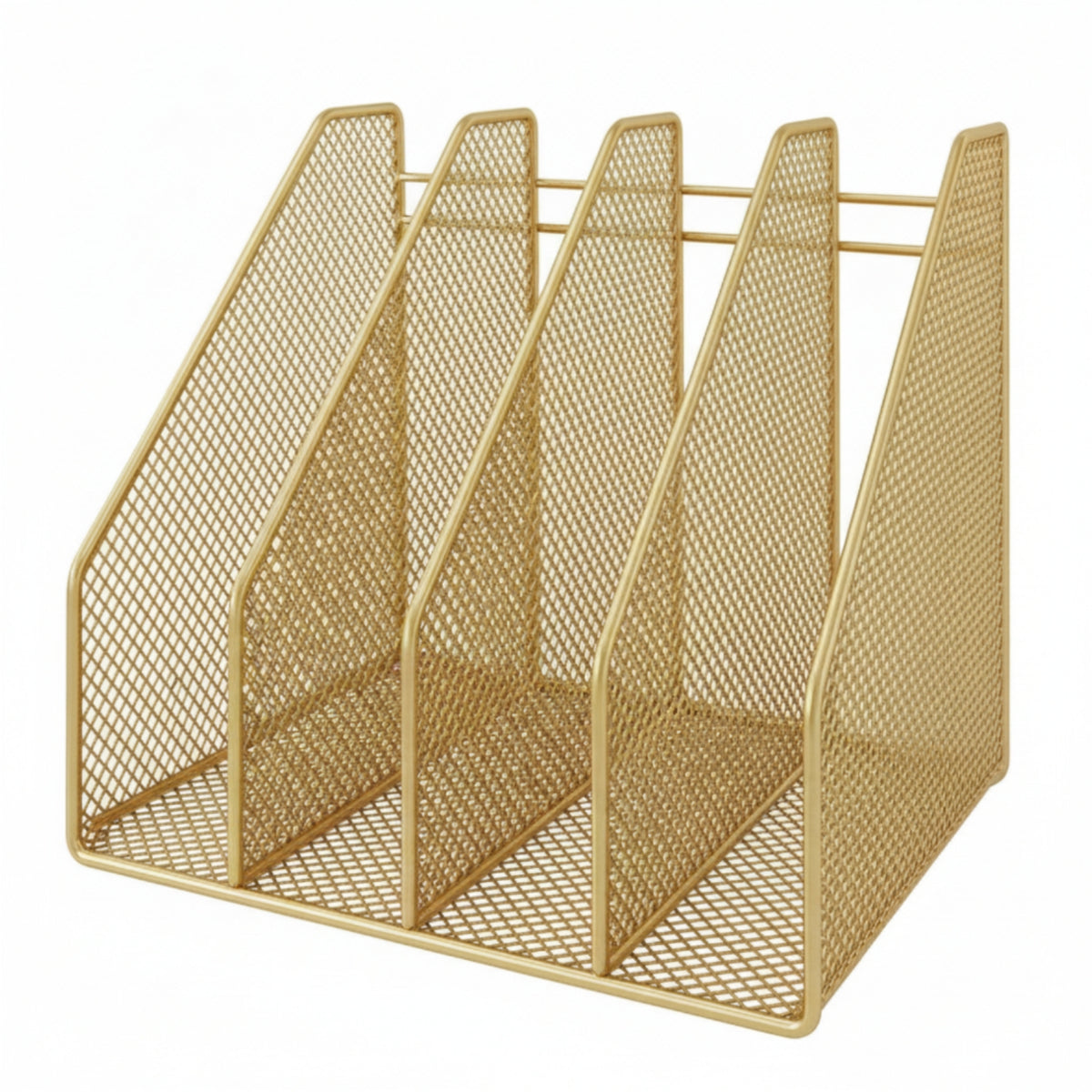 File Sorter with Four Compartments Compact Desk Organizer with 4 Compartments Freestanding Desktop Storage Rack for Office
