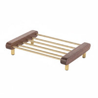 Wooden End Soap Rack Minimalist Draining Soap Golden rackTone Lavatory Accessory for Sink