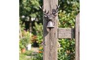 Vintage Deer Head Wall Bell Farmhouse Rustic Entry Chime with Pull Cord Heavy Duty Cast Iron Door Bell Metal for Homeowners