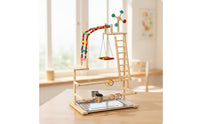 Wooden Bird Activity Center Bird Playstand Interactive Parrot Playstand for Parrots, Indoor