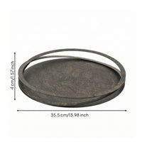 Round Tray Vintage Metal Tray Rustic for Countertop
