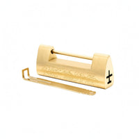 Engraved Scrollwork Brass Sliding Lock Traditional Pattern Antique Bronze Lock Looped Key Gate Sliding Bolt