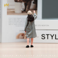 VM 1/18/24 Waving Girl Painted Miniature Figure with Facial Features for Diorama