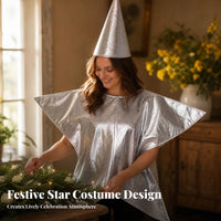 Gleaming Christmas Star Costume Shiny Star Costume Loose Fit Performance Outfit Festive for Adults, Dress-up, Parent-Child Activity