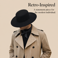 Women's Wide Brim Fedora Hat with Flat Crown for Vintage Elegance, Wool Blend Felt for Autumn Winter Cold Weather