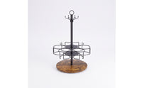 Cup Holder Rack with Wooden Base Compact Rotating Cup Stand Modern Tumbler Holder   for Pantry