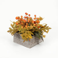 Flower Arrangement with Wooden Planter Box Verdant Artificial Flower Arrangement Maintenance Table Centerpiece for Shelf