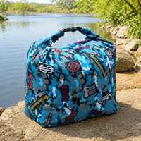 Fish Transport Bag, Foldable Live Fish Bag 70cm, Waterproof TPU Fish Bag with USB Aeration Pump, Patterned