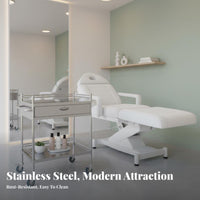 Rust-Resistant Stainless Steel Medical Trolley Long-Lasting Construction Stainless Steel Medical Cart Easy to Clean Rolling Instrument Cart Quiet Locking Casters for Medical Facility Personnel, Veterinarians, Laboratoryoratory Oratories, Oral Away Ices