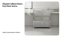 Rust-Proof Stainless Steel Kitchen Cabinet Heavy Duty Freestanding Kitchen Cupboard Large Capacity Freestanding Dish Cabinet Easy to Clean for Homeowners, Families, Renters, Dining Room, Garage, Bathroom, Office