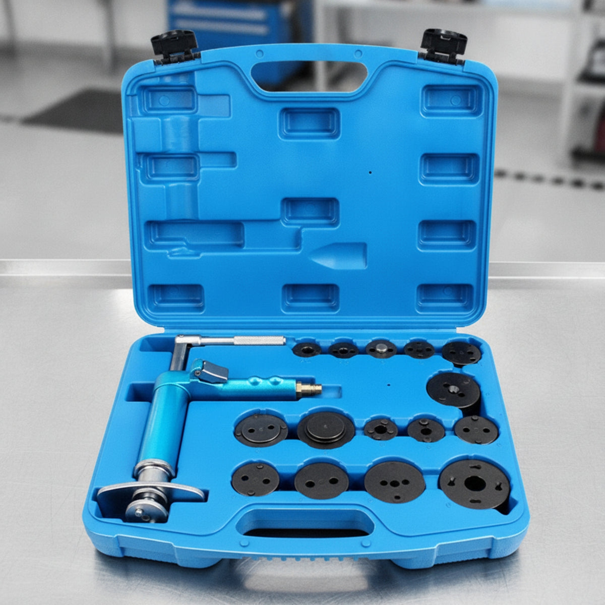 Air Pressure Assisted Brake Caliper Piston Reset Tool Kit Universal Pneumatic Brake Caliper Tool Kit Heavy Duty Professional for Mechanics, DIYers, Auto Repair Shop, Garage