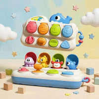Interactive Hide-and-Seek Toy Spring-up Covers Whale Toy Embossed Texture for Children