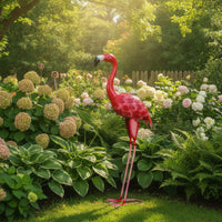 Outdoor Flamingo Statue Decorative Metal Flamingo Freestanding Bird Statue Stable for Gardeners, Homeowners, Garden, Courtyard, Balcony, Wedding