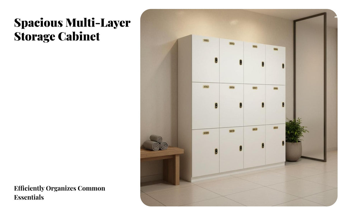Electronic Lock Locker Large Capacity Wooden Locker Cabinet Sturdy Construction Lockable Utility Cabinet for Gym Members, Students, Salon, Spa, School