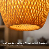 Rustic Design Bamboo Hanging Light Easy Installation Bamboo Hanging Light Adjustable Height Japanese Design Chandelier for Interior Designers, Restaurant Owners, Tea Room, Bedroom, Farmhouse, Hallway