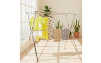 Space-Saving Cross-Frame Clothes Drying Rack Floor-Standing Foldable Drying Rack with Telescoping Portable Furniture Easy to Use for Families, Apartment
