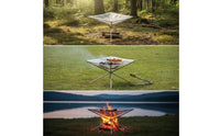 Stainless Steel Fire Rack with Mesh Grill Portable Campfire Grill with Storage Bag Compact Foldable Fire Fire Bowl Space-Saving for Backpackers