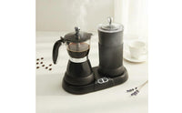 Electric Stovetop Espresso Maker Pot with Milk Frother Compact Size Electric Stovetop Espresso Maker Pot and Frother Set Easy to Clean Cappuccino And