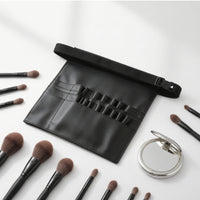 Makeup Waist Bag with Brush Pockets Adjustable Makeup Brush Waist Belt Portable Cosmetic Holder with Belt Strap for Photoshoots, Travel