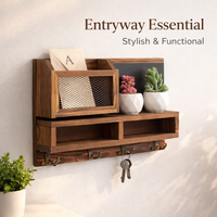 Wall Decor for Bedroom with Wooden Shelf Unit, Kitchen Shelves for Mail and Key Storage, Modern for and for Room