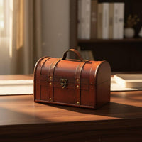 Vintage Wooden Box Decorative Retro Treasure Chest Antique Design Chest Metal Hardware Vintage Storage Trunk for Shelf Decor