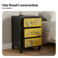 Antique Finish Chinese design End Table Vintage Look Bedside Storage Unit Multi-Functional Nightstand Multifunctional for Apartment Dwellers, Homeowners, Adults, Small Spaces, Living Room, Hallway