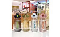 Sports Water Bottle with Straw Transparent Water Bottle with Straw Large-Capacity Leak-Resistant for Athletes, Fitness, Outdoor
