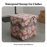 Quilt Storage Bag Fastener Closure Fastener Ed Quilt Storage Bin Fastener Ed Moving Bag Water Resistant Floral Print Material