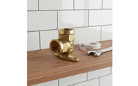 Shiny Wall-Mount Elbow Fitting Gold-Toned Brass Elbow Fitting Compact Corrosion-Resistant