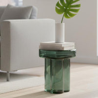 Round Glass Side Table Nordic Design Small Coffee Table Minimalist for Balcony, Bedroom, Office