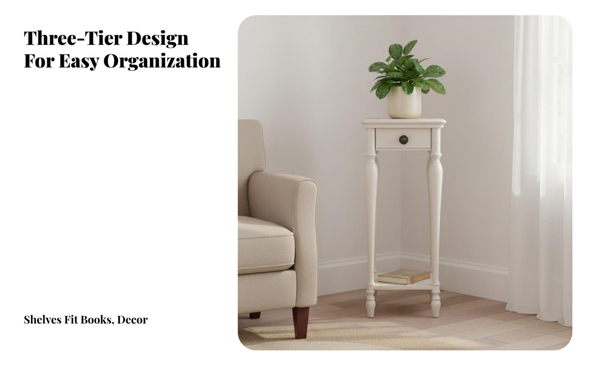 Retro American Design Turned-Leg Pedestal Table Solid Wood Display Stand Multi-Level Storage Home Furnishing Stable and Long-Lasting for Plant Enthusiasts, Interior Decorators, Homeowners, Balcony, Living Room, Entryway, Bedroom