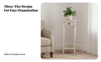 Retro American Design Turned-Leg Pedestal Table Solid Wood Display Stand Multi-Level Storage Home Furnishing Stable and Long-Lasting for Plant Enthusiasts, Interior Decorators, Homeowners, Balcony, Living Room, Entryway, Bedroom