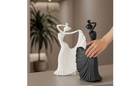 2 Pieces Artistic Dancer Figurine Modern Dancing Figurine Pleated Abstract Woman Statue Decorative for Art Lovers, Homeowners, Tabletop, Living Room, Entryway, Shelf