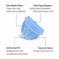 Sink Drain for Strainer Stopper for Wash Basin, PP Material Universal Fit Prevents Clogs and Loss