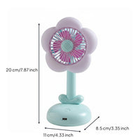Adjustable Speeds USB Desk Fan with Light 2 Speed Settings Flower Shaped Desk Fan Quiet Operation for Students