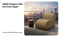 Japanese aesthetic Caterpillar-Shaped Lounge Chair adaptable Design Upholstered Lounge Chair Soft Fabric Upholstery Floor Sofa Ergonomic Shape for Adults, Homeowners, Bedroom, Living Room, study reading corner, Apartment