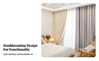 Creamy Type Integrated Double-Layer Curtain Blackout Room Darkening Panel Translucent Gauze Overlay Window Treatment Privacy Protection for Light Sleepers, Rotating Workers, Interior Decorators, Bedroom, Nursery