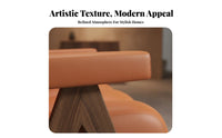 Wabi-Sabi design Lowsilhouette Wooden Single-Seater full Wood Frame Upholstered Accent Armchair Small Space accommodating Lounge Chair space-efficient Size for Readers, Homeowners, Renters, Living Room, Bedroom, perusing corner, Balcony