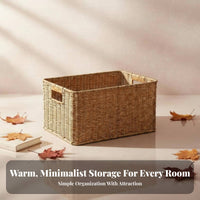 Woven Rectangular container adaptable Wicker container Handwoven for Bedroom, Kitchen