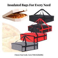 Meal Transport Bag Zipper Closure Insulated Thermal Pizza Pouch Heavy-Duty Straps for Restaurants, Caterers, Takeaway Service