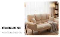 Foldable Design Adjustable Sleeper Loveseat Space-Saving Sofa Bed Cushiony Cushioning Convertible Couch Long-Lasting Frame for Apartment Dwellers, Students, Young Adults, Bedroom, Guest Room, Lounge Area, Creamice