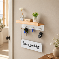 Metal Key Holder for Wall, Key Hooks Wall Mounted with Shelf, Hallway Organiser 28x18x7cm, Message Board