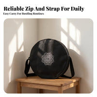 Floral Mandala Print Stretch Wheel Backpack Black Round Backpack