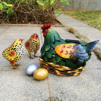 Solar Lantern Chicken Statue Hen and Chicks Statue Night Glow Lighted Chicken Yard Decor for Garden, Lawn, Patio