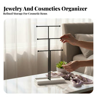 Jewelry Stand Holder Display with Ball Finials Standing Necklace Holder with Rectangular Base Tall Organizer for Vanity, Retail