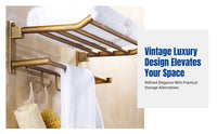 Brass Towel Rack Set, Vintage Twisted Design, Bathroom Storage Shelf, Luxury Bathroom Accessories