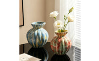 Pumpkin Vase Sculptural Ceramic Vase Vessel Textured Farmhouse for Decorators, Home Decor, Tabletop