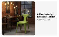 With Armrests utilitarian Armchair Supportive Backrest Metal Chair long-lasting Construction Seating Furniture Easy to Clean for Interior Designers, Business Owners, Restaurant, Dining Room, Kitchen, Lounge